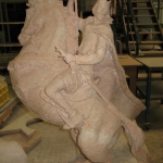 escultura caballero medio formato detalle producción