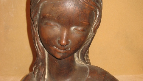 busto niña decorado oro viejo